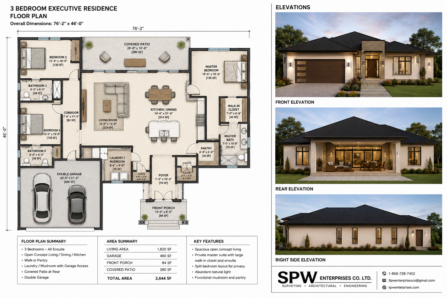 Architectural floor plans and elevations for existing building documentation