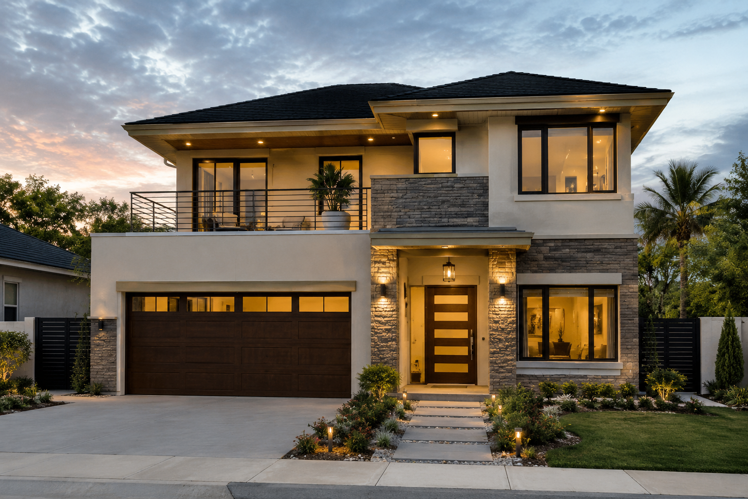 Contemporary two-storey Caribbean residence architectural visualization